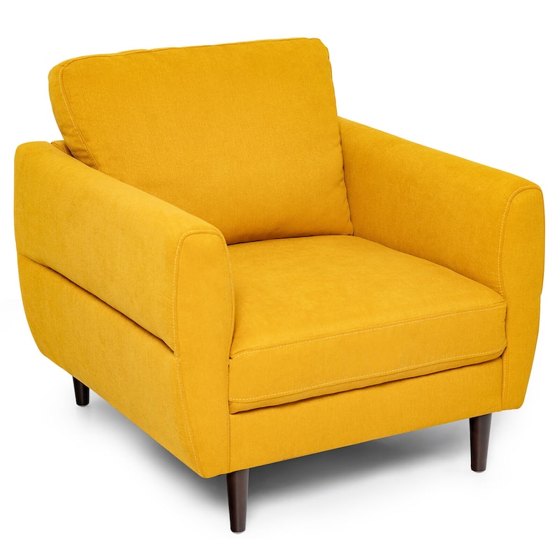 Gymax Modern Upholstered Accent Chair Single Sofa Armchair Living Room - Yellow