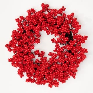 16" Red Berry Wreath on Natural Twig Base - Multicolor
