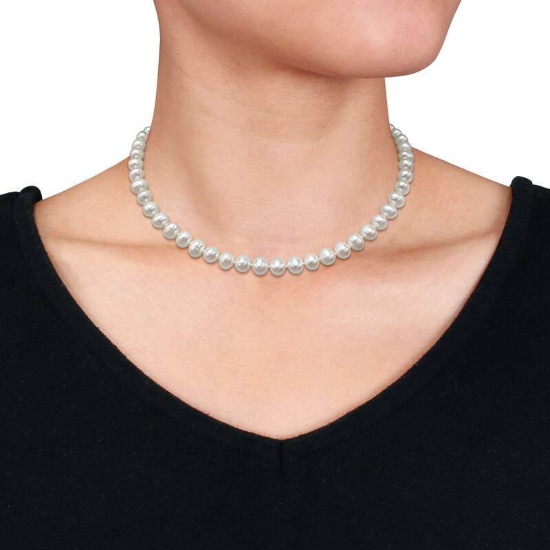 Miadora 7.5-8mm Cultured Freshwater Pearl Necklace w/ 10K Yellow Gold Clasp