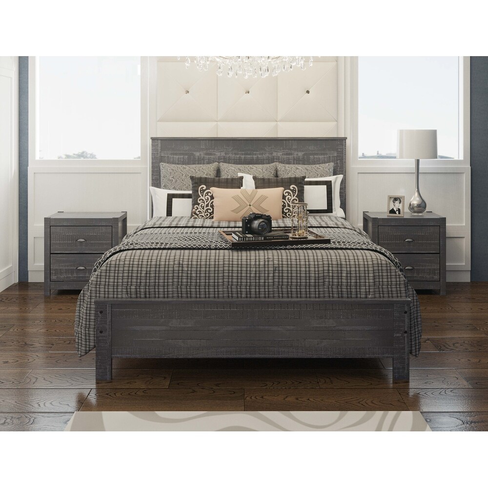 Classic Contemporary California King Size Bed Louis Phillipe Solidwood 1pc Bed Bedroom Sleigh Bed - Grey