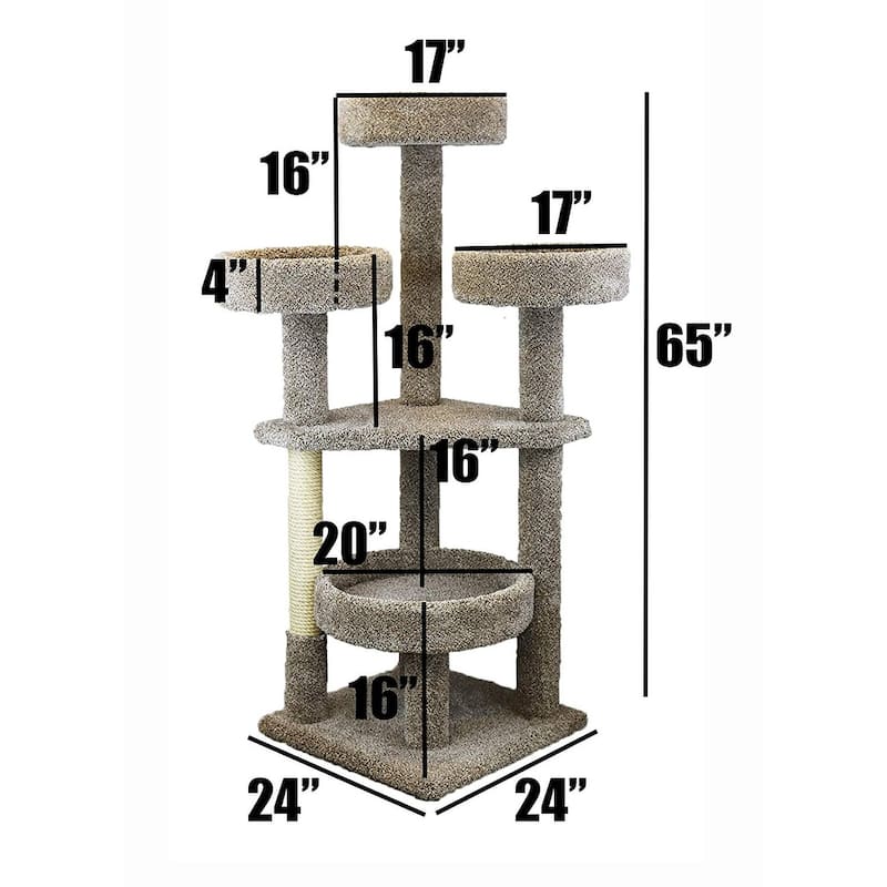 Oversized Cat Tower with Plush Deep Beds and Sisal Rope Posts for Large Breeds and Multiple Cats