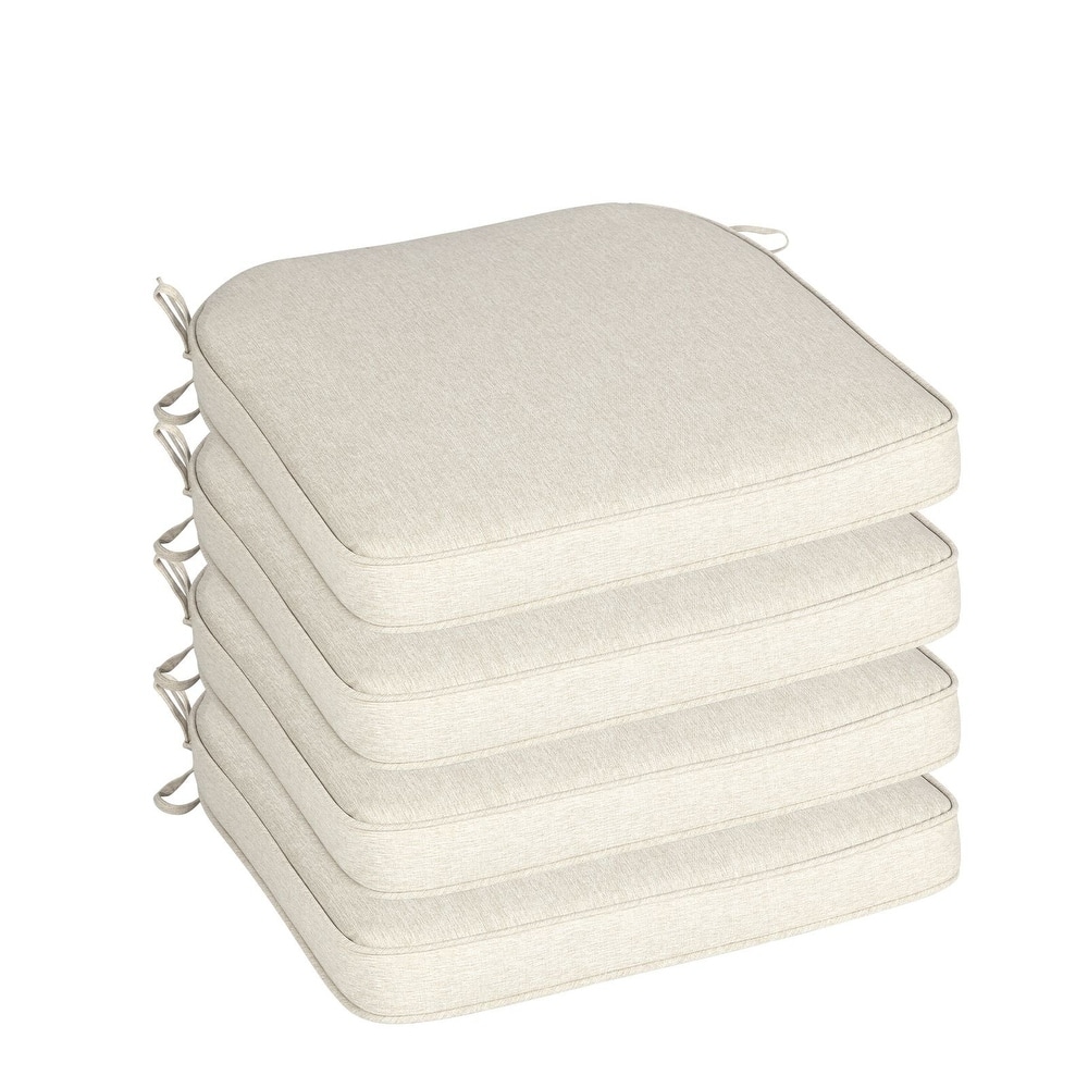 Aoodor Outdoor Dining Chair Cushions Set of 4, Outdoor Chair Pads with Ties, 20 x 19 inch - 20"x19"