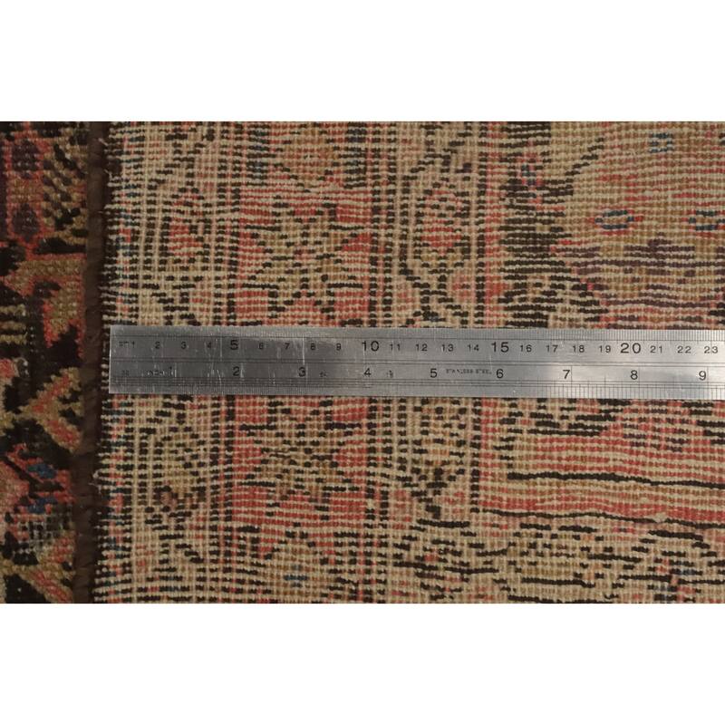 Hand Knotted Oriental 100% Wool Carpet Traditional Floral Brown Malayer Runner Rug - 8' 10'' X 3' 11''