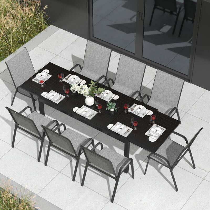 Patio Textilene Dining Chairs Set of 2/4/6/8, Outdoor Stackable Dining Chairs for Backyard, Patio Sling Chairs