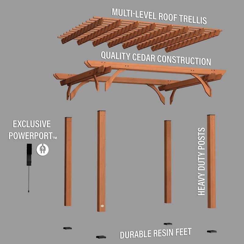Backyard Discovery Beaumont 12'x10' Cedar Wood Pergola w/ Trellis Roof