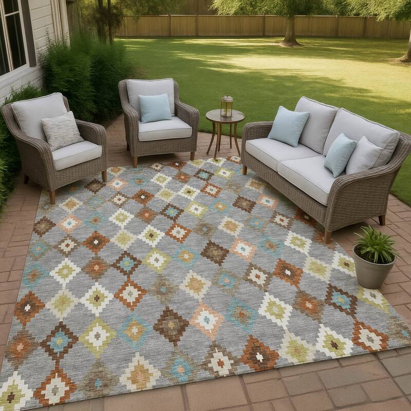 Machine Washable Indoor/ Outdoor Global Ahmet Chantille Rug - Gray - 2'6" x 3'10"