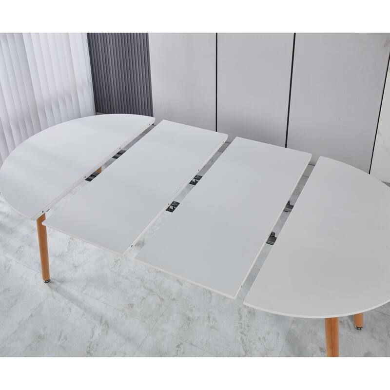 Modern Extensible Oval Dining Table, Kitchen Table with MDF Top & Metal legs, Multi-functional Office Dining Table