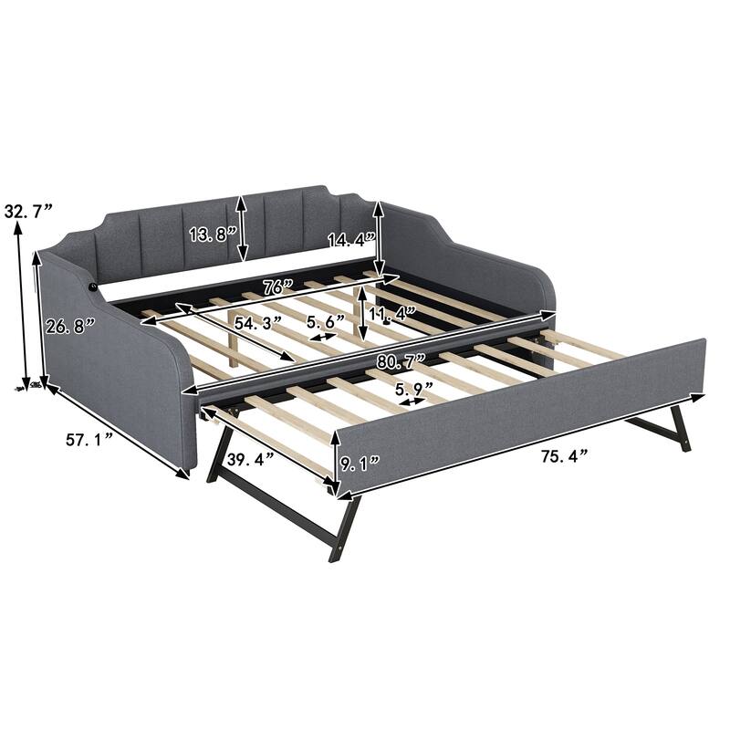 Multifunctional Full Daybed with Trundle and USB Charger, Space-Saving and Elegant