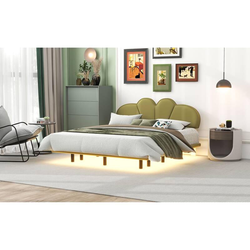 PU Upholstered Floating Platform Foam Headboard Bed Bath & Beyond