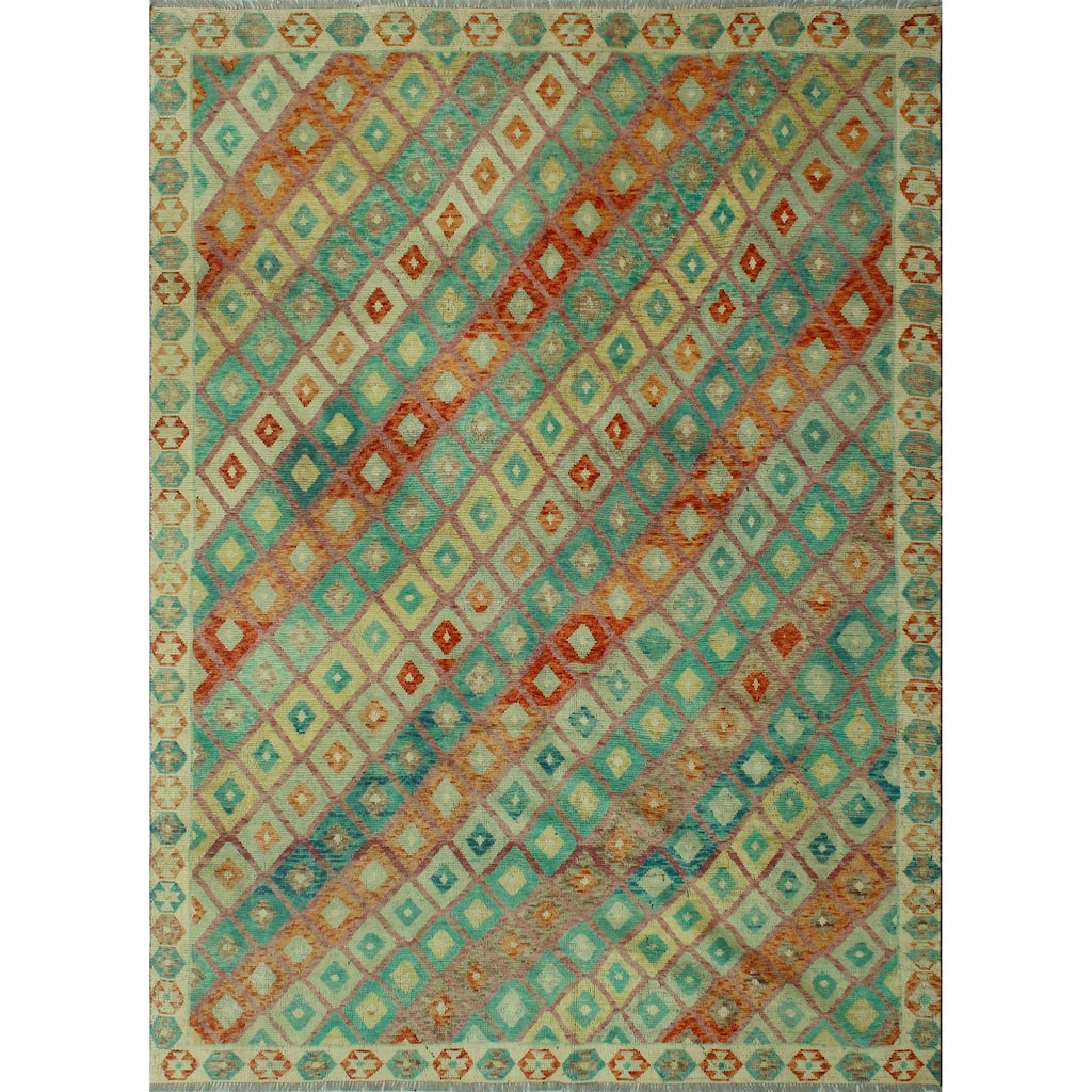 Balochi Akwtee Turquoise/Ivory Rug - 8'2" x 11'5"