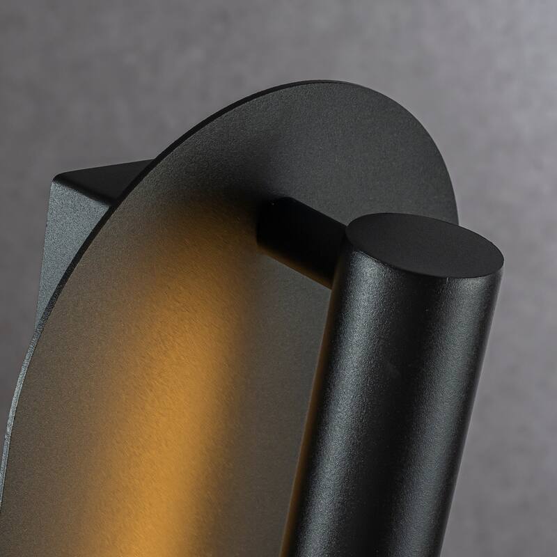 CraftHome Oval Matte BlackAcrylic Shade Modern Dusk to Dawn Outdoor Wall Light Waterproof Exterior Light Fixture for Porch