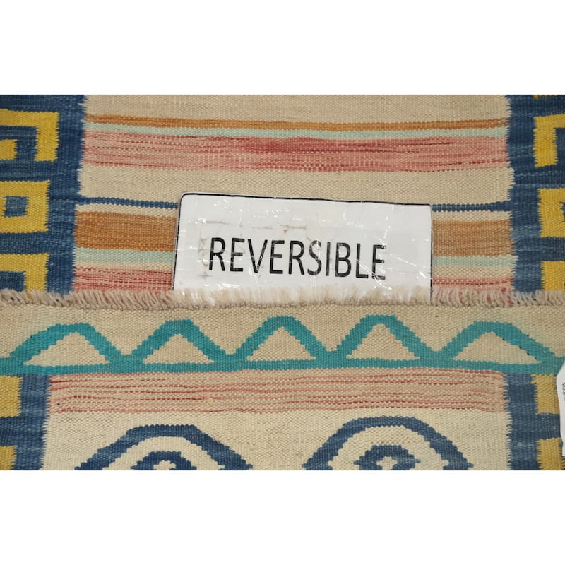 Hand Woven Oriental 100% Wool Carpet Southwestern Tribal Multi-Colored Kilim Runner Rug - 7' 6'' X 2' 1''