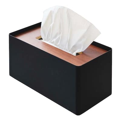 Yamazaki Home Tissue Box Cover - Rectangle, Steel, Lid - L 5.12 x W 10.24 x H 4.53 inches