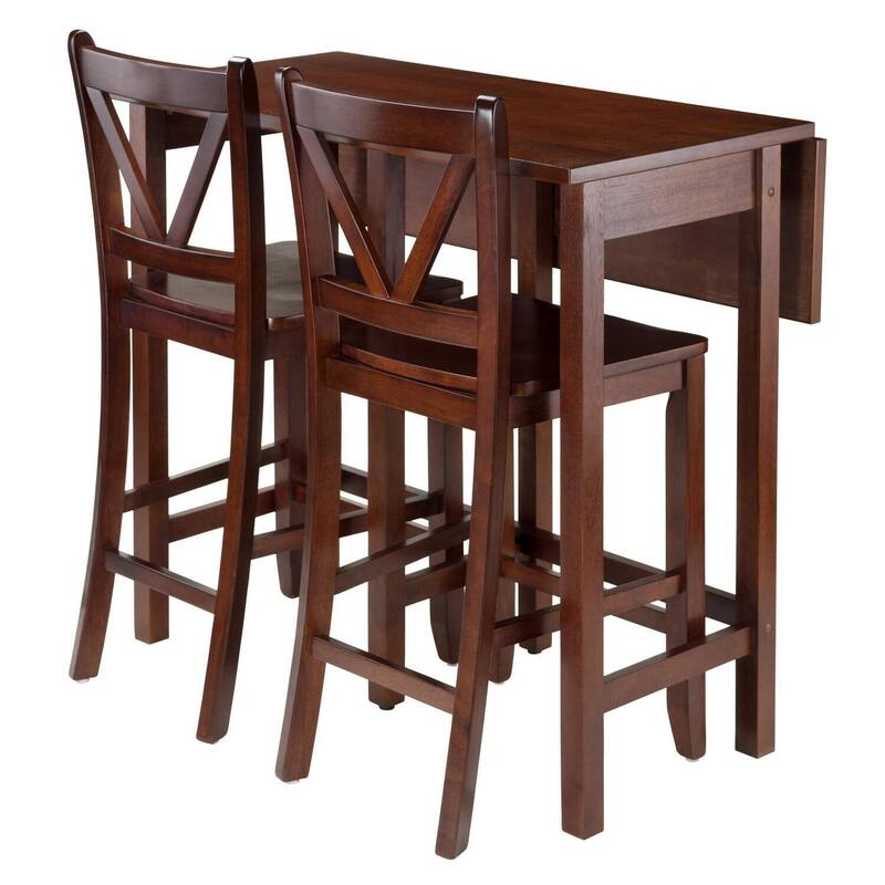 African Drop Leaf Table Set with Counter Stools - Space Saving Dining Table & Chairs