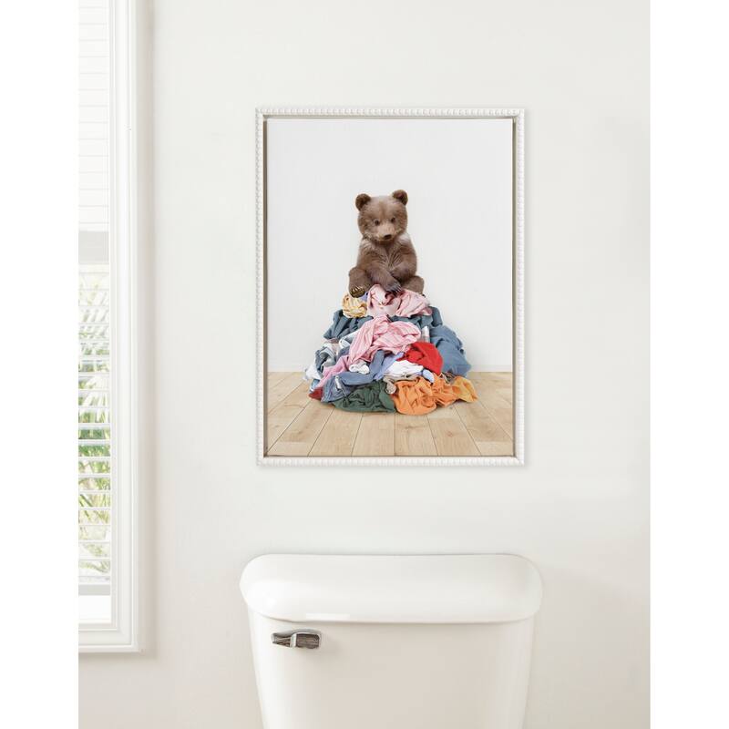 Kate and Laurel Sylvie Beaded Bear Laundry Canvas by Amy Peterson