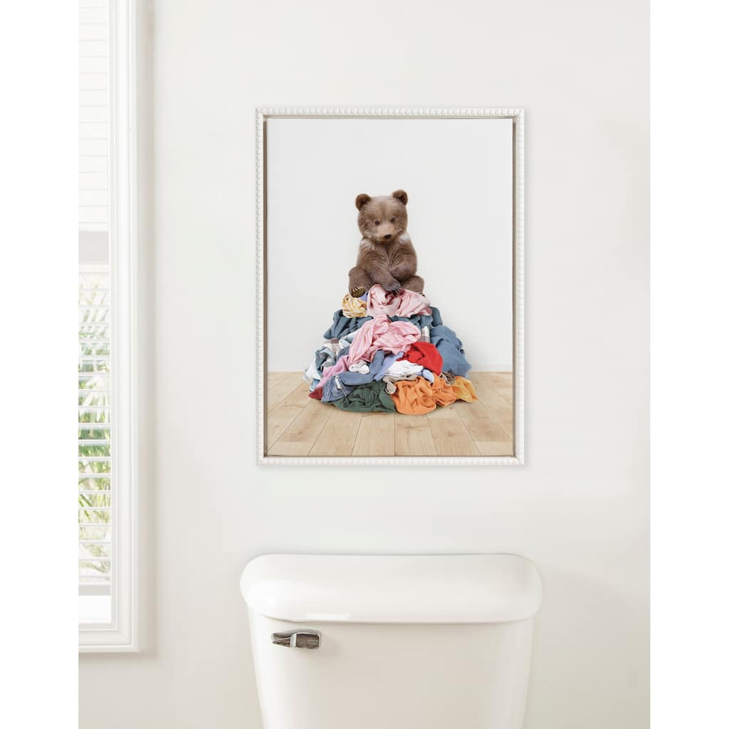 Kate and Laurel Sylvie Beaded Bear Laundry Canvas by Amy Peterson