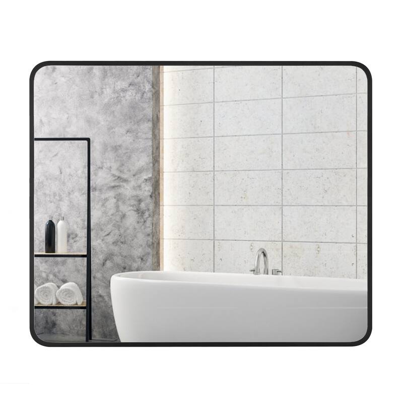 Ledel Modern Rounded Rectangular Metal Framed Bathroom Vanity Mirror - 30"x36"