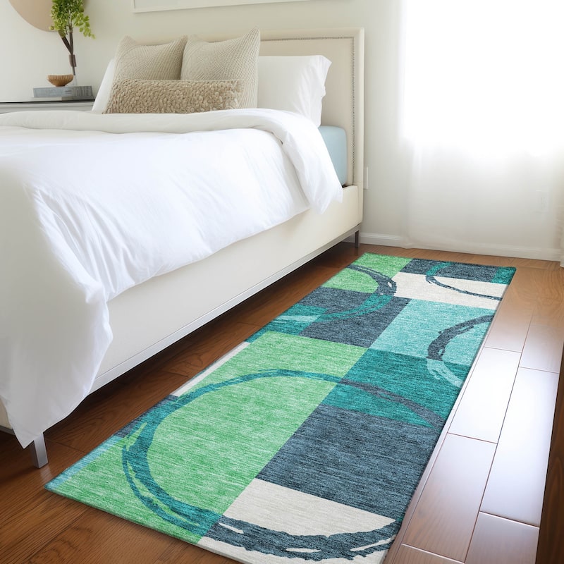 Premium Washable Super Soft Modern Casual Mayfield Rug - Teal - 2'3" x 7'6"
