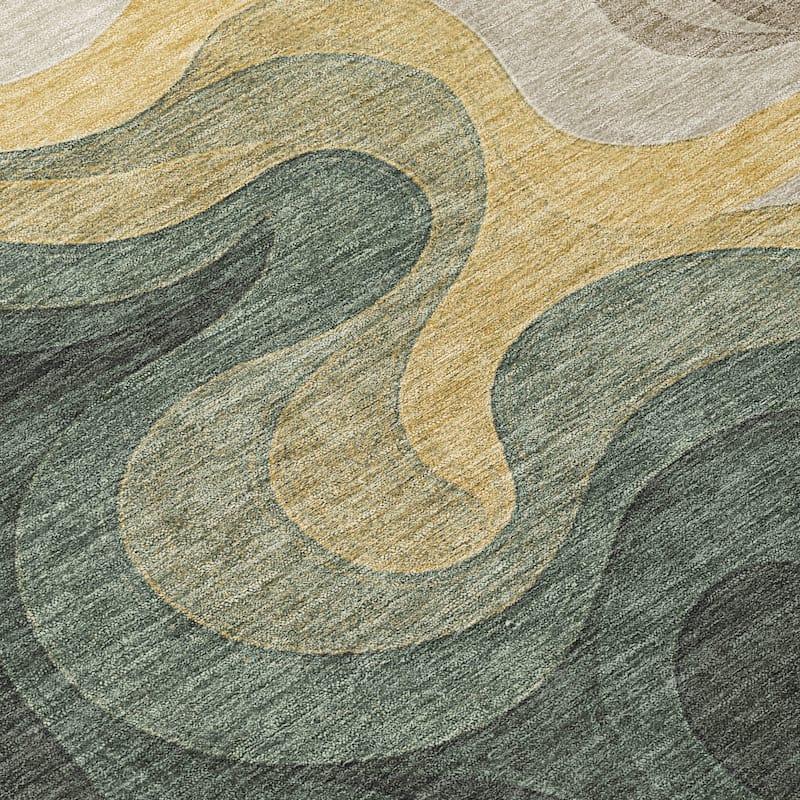 Machine Washable Indoor/ Outdoor Modern Dejuan Chantille Rug