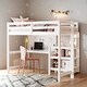 preview thumbnail 1 of 27, Twin Size Wooden Loft Bed with Shelves, Desk and Writing Board,Multi-Functional Children's Wooden Loft Bed White