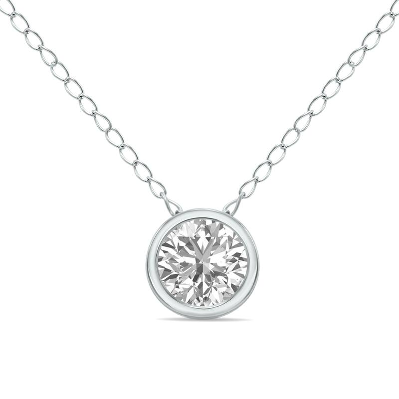 Marquee 1/3 Carat Lab Grown Diamond Bezel Pendant in 14K White Gold