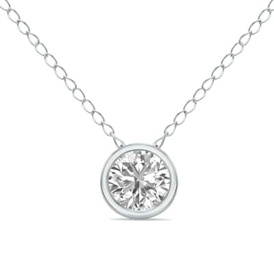 Marquee 1/3 Carat Lab Grown Diamond Bezel Pendant in 14K White Gold