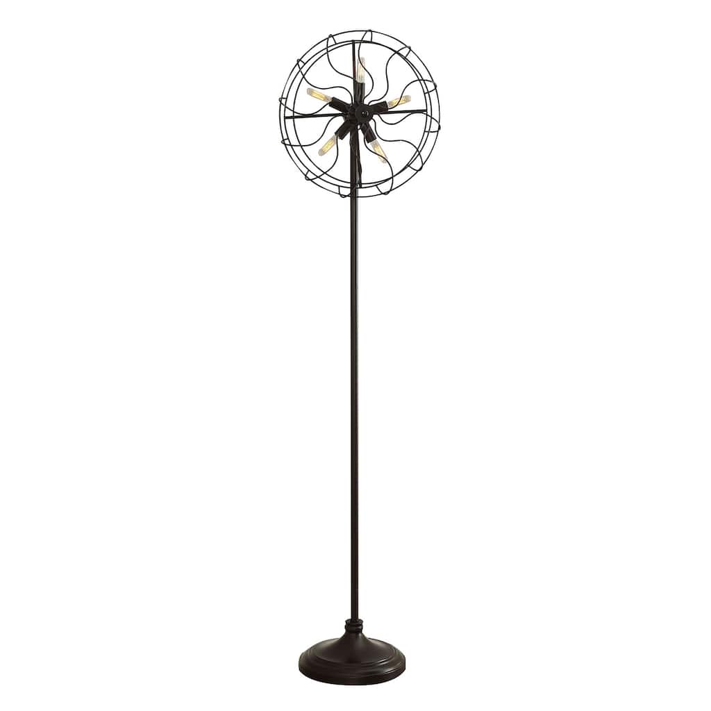 Quinn 63 Inch Accent Floor Lamp, Vintage Fan Design, Antique Bronze Finish