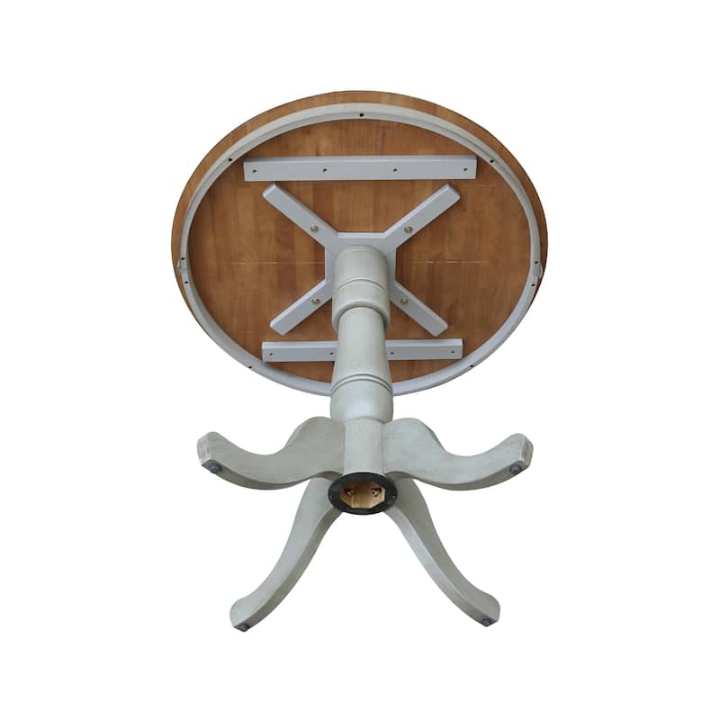 36" Round Top Pedestal Table - Hickory/Stone - N/A