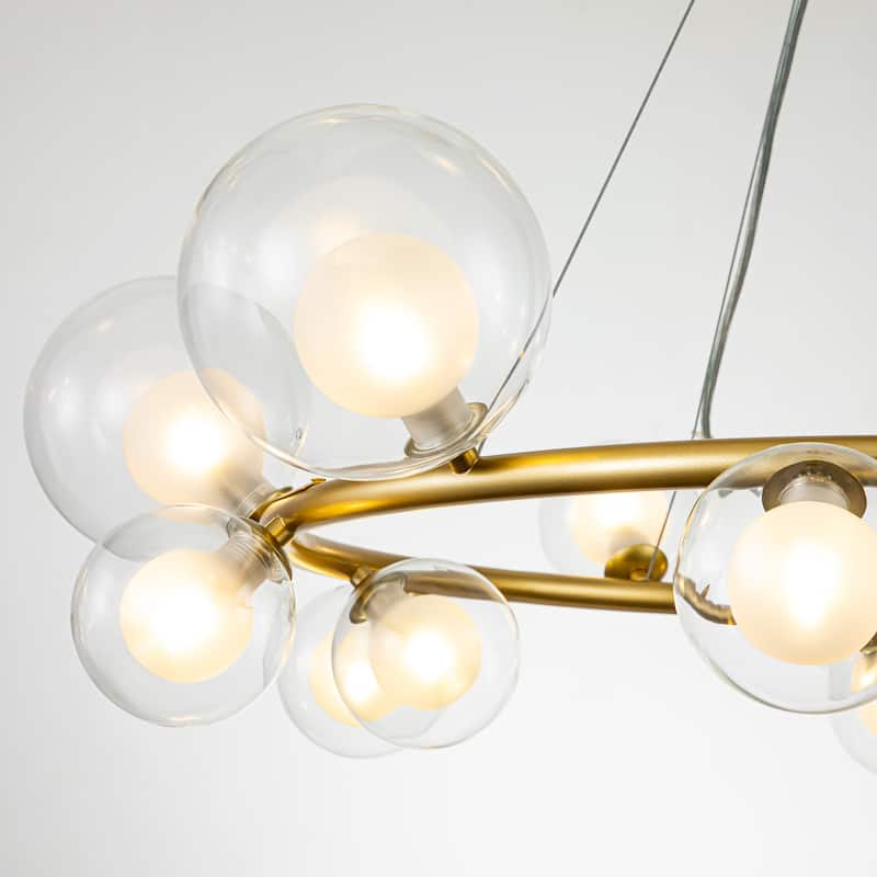14-Light Cluster Sputnik Glass Globe Bubble Pendant Wagon Wheel Chandelier for Living/Dining Room - 32.7" W