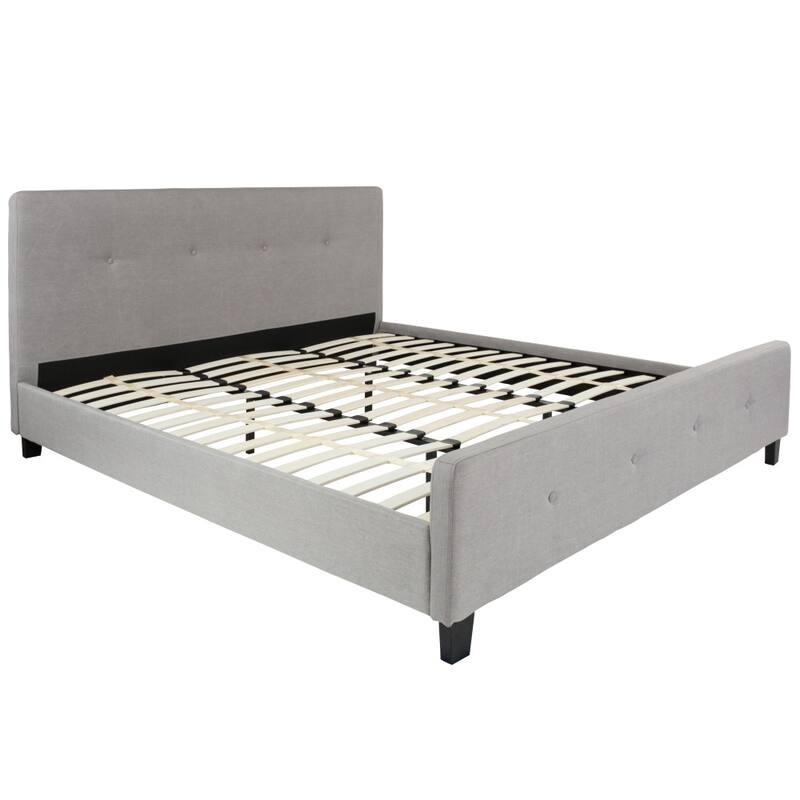 Button Tufted Upholstered Casual Style Platform Bed