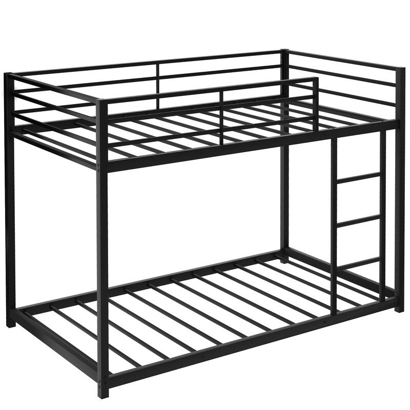 Metal Bunk Bed, Low Bunk Bed with Ladder