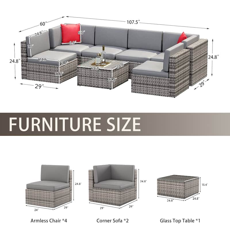 7PCS Outdoor Sectional Sofa Set