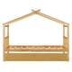 preview thumbnail 75 of 110, Creativity House Bed Twin/ Full Size Frame with Trundle for Boys Girls, Wood Platform Bed with Roof No Box Spring Needed