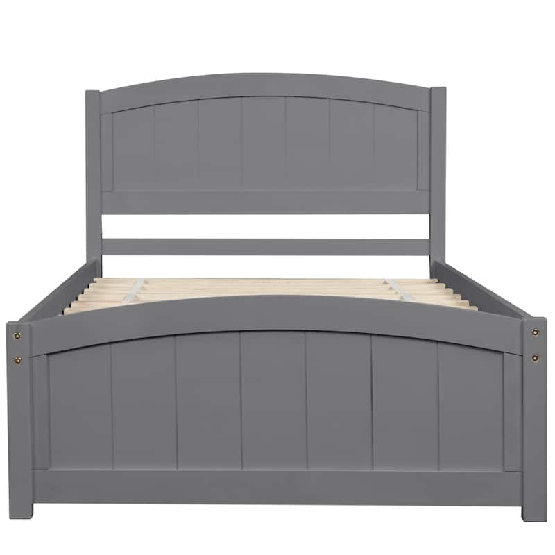Wood Platform Bed with Headboard, Footboard