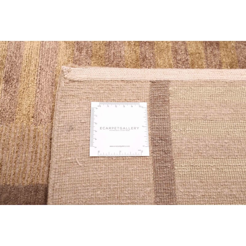 ECARPETGALLERY Hand-knotted Opulence Taupe Silk, Wool Rug - 6'0 x 8'10