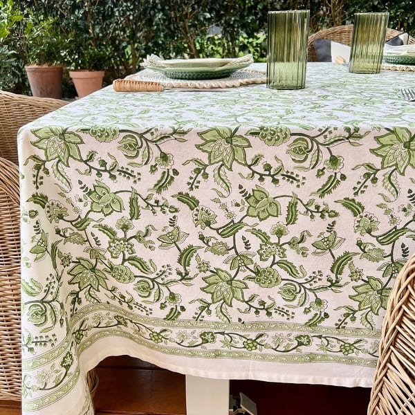 slide 2 of 5, Green Chintz Square Tablecloth 60 x 60 sq in