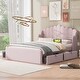 preview thumbnail 1 of 4, Full Size Upholstered Platform Bed with 4 Drawers and USB Ports Pink - Full
