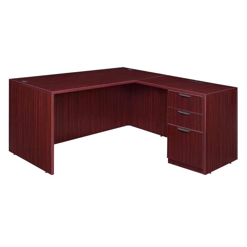 Legacy 66" Single Full Pedestal L-Desk with 47" Return - Mahogany