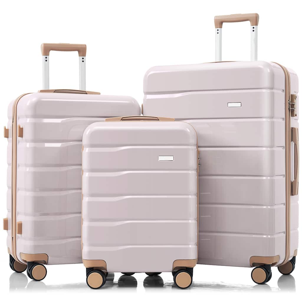 Premium ABS Travel Luggage Set , 3-Piece TSA Lock Suitcase Ensemble with 20, 24, and 28 Inch Sizes with 360° Spinner Wheels