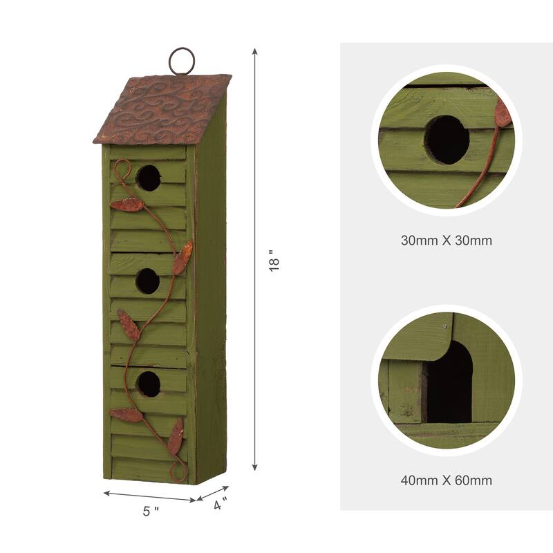 Glitzhome Hanging Distressed Solid Wood Birdhouse