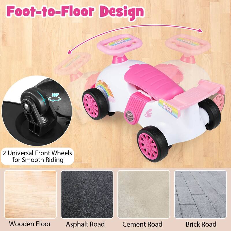 Costway Kids Ride On Push Car with Music Under-Seat Storage Universal