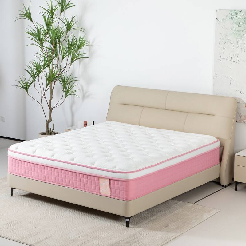 GDFStudio - Isolde 12 Inch Queen Size Pocket-Coil Memory Foam Mattress with Breathable Knitted Fabric