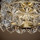 preview thumbnail 5 of 7, 4-Light Glam Silver Leaf Drum Chandelier with Hexagonal Glass Accents - W:16.4"