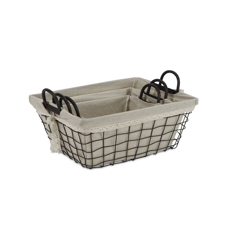 3 Black Tapered Wire Rectangular Storage Container Baskets 17.75"
