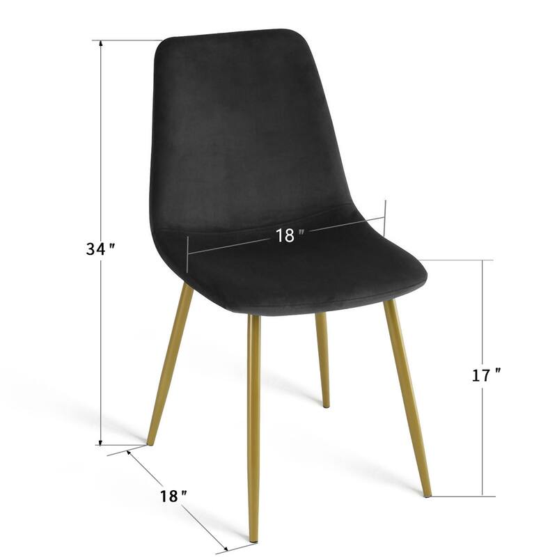 Velvet Upholstered Gold Frame Dining Chair Side Chair , Set of 4 - 34"x18"x18"