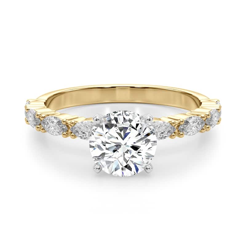 Auriya 14k Yellow Gold Lab Grown Round Diamond Engagement Ring 0.50 to 5.00 ct. tw. (F-G VS)