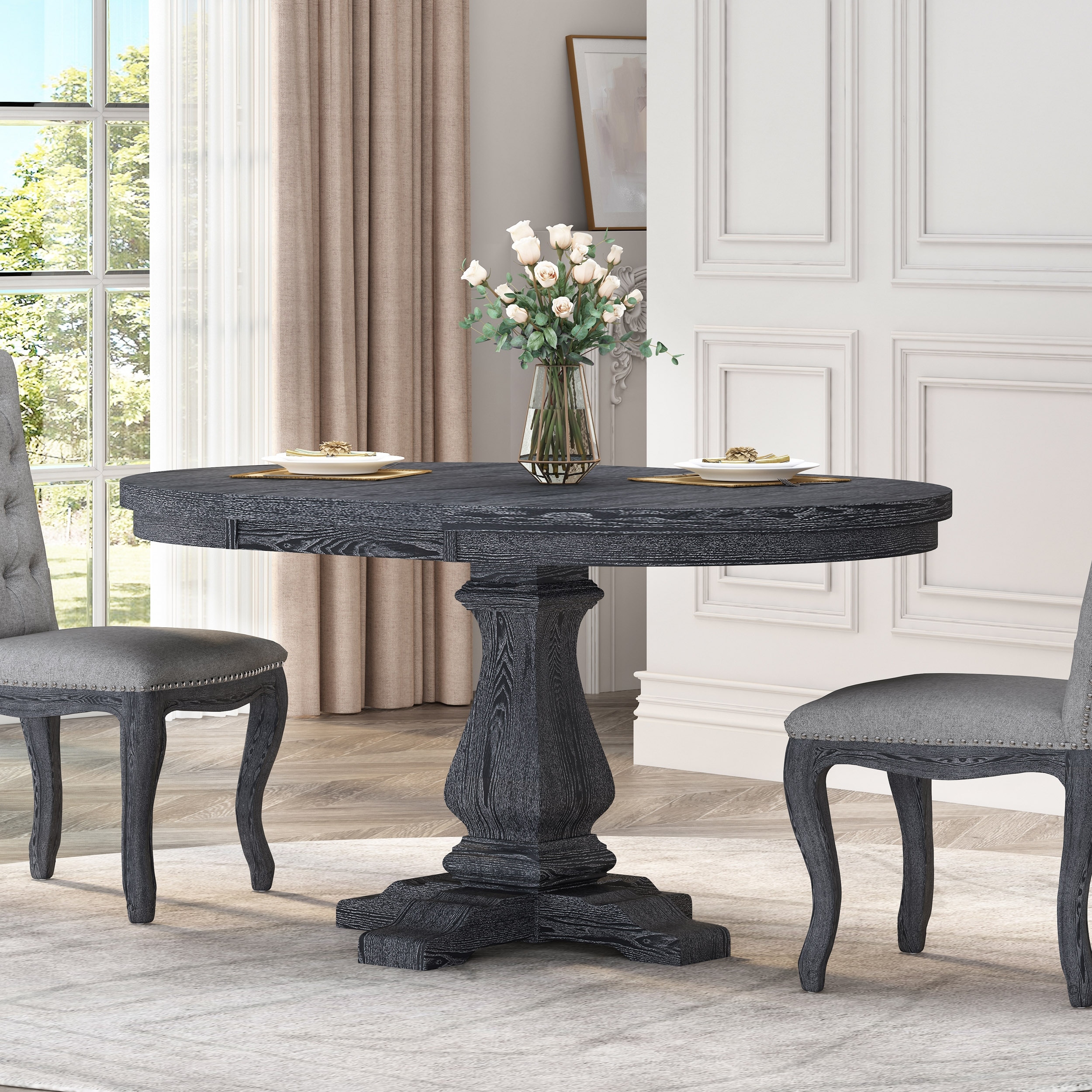 Christopher Knight Home - Castner Wood Expandable Dining Table with Pedestal Base