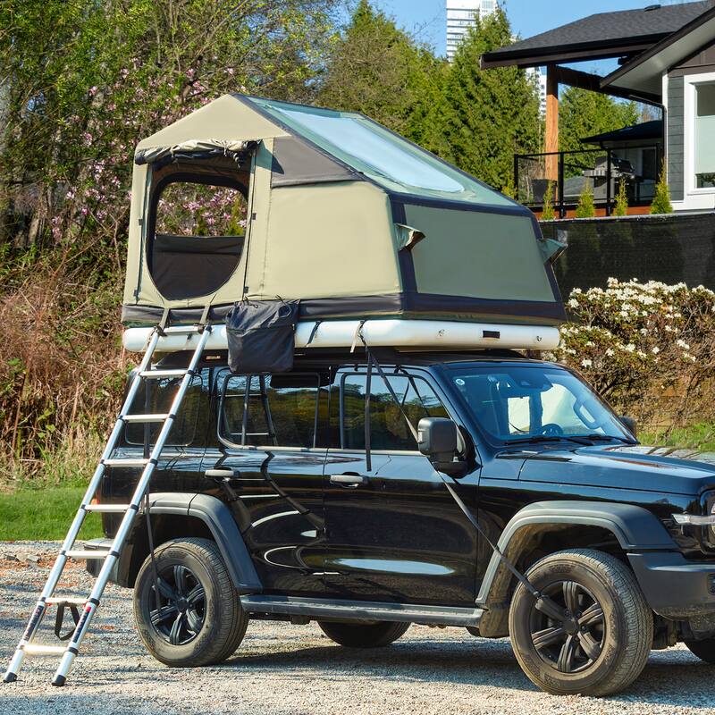 Erommy Inflatable Camping Tent, Glamping Tents 4 Season Waterproof Windproof Cotton Tent with Stove Jack & Mesh Windows & Pump - 7.2'× 5.3' - Oxford