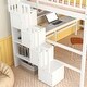 preview thumbnail 5 of 6, White Storage Platform Bed Wooden High Loft Bed wBuilt-in Desk, Bookshelves and Storage Staircase, Kids Full Size Bed