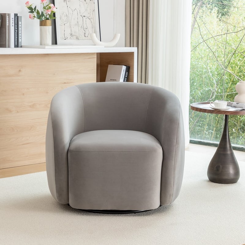 SEYNAR Modern Glam Velvet Upholstered 360 Degree Swivel Accent Armchair